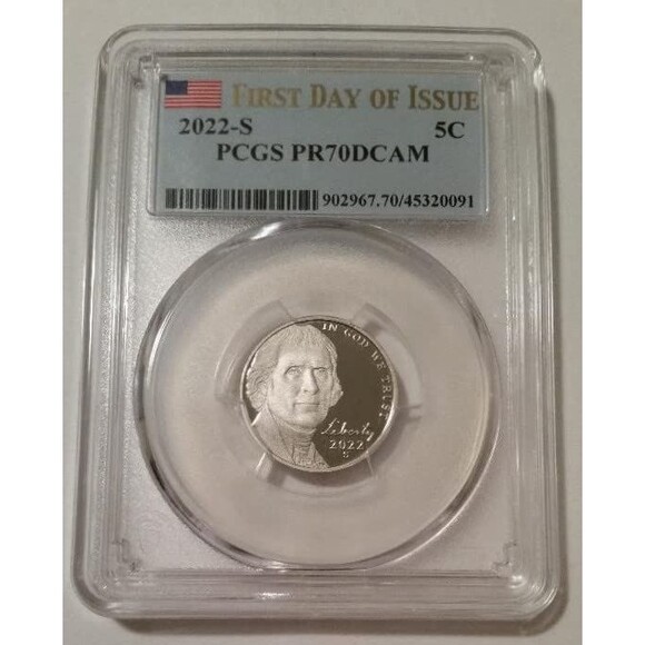 2022 S Jefferson Nickel Proof PR70 DCAM PCGS First Day of Issue - Picture 1 of 2